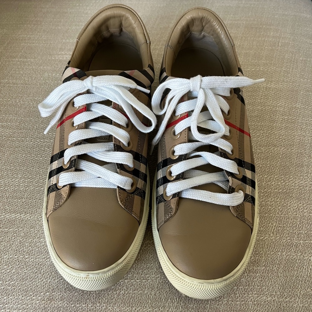 BURBERRY Vintage Check & Leather Sneakers